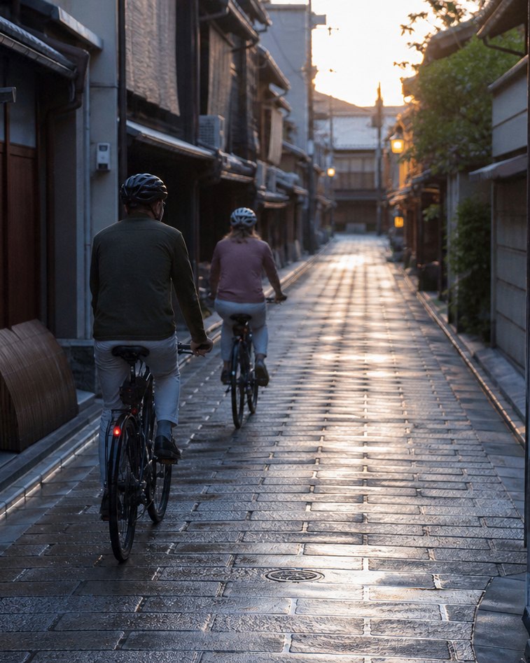 Kyoto city morning temple ride